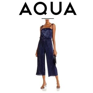 MOVING SALE - Aqua Navy Blue Plisse Jumpsuit